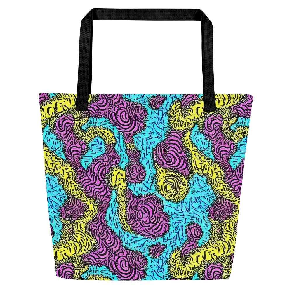Electric Bloom Maze on Large Tote Bag W/ Pocket — Front