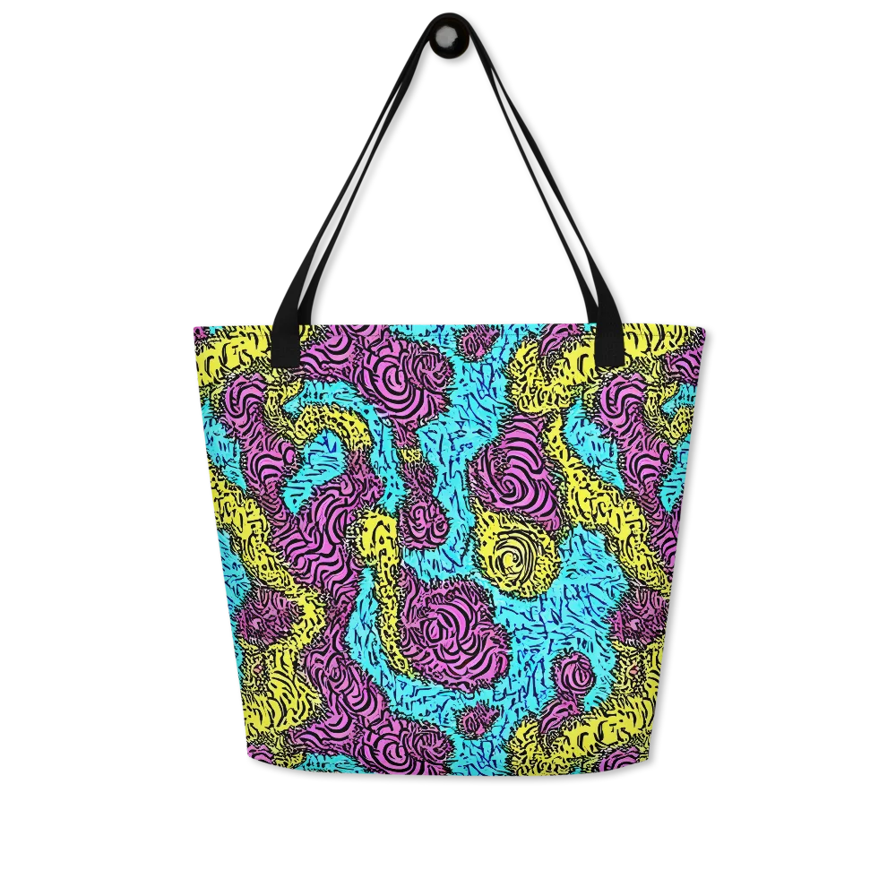 Electric Bloom Maze on Large Tote Bag W/ Pocket — Front