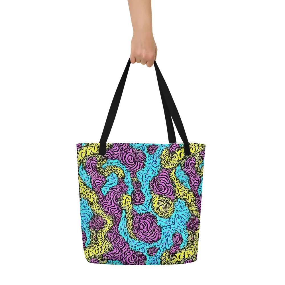 Electric Bloom Maze on Large Tote Bag W/ Pocket — Front