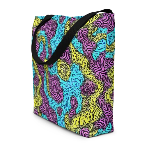 Electric Bloom Maze on a Large Tote Bag W/ Pocket