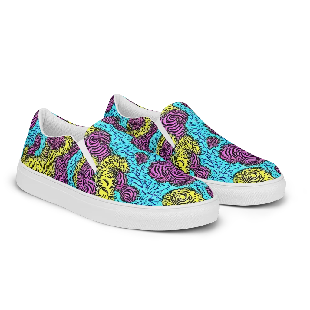 Electric Bloom Maze on Women's Slip-On Canvas Shoes — Right Front