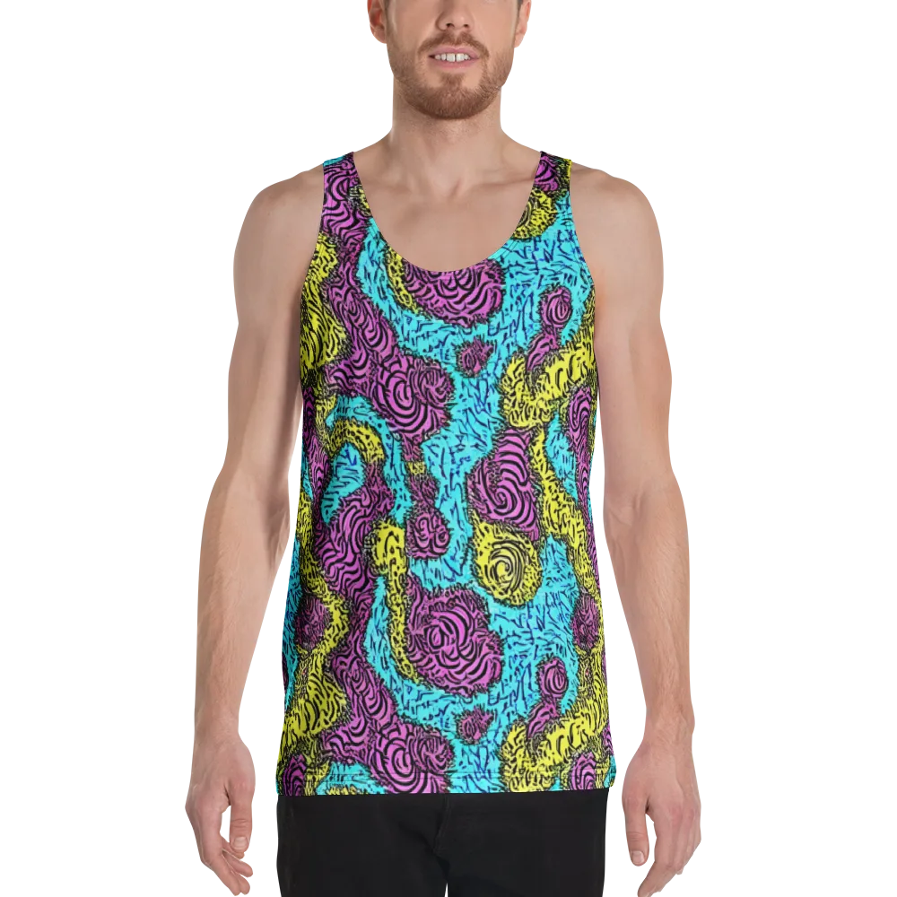 Electric Bloom Maze on Men's Tank Top — Front