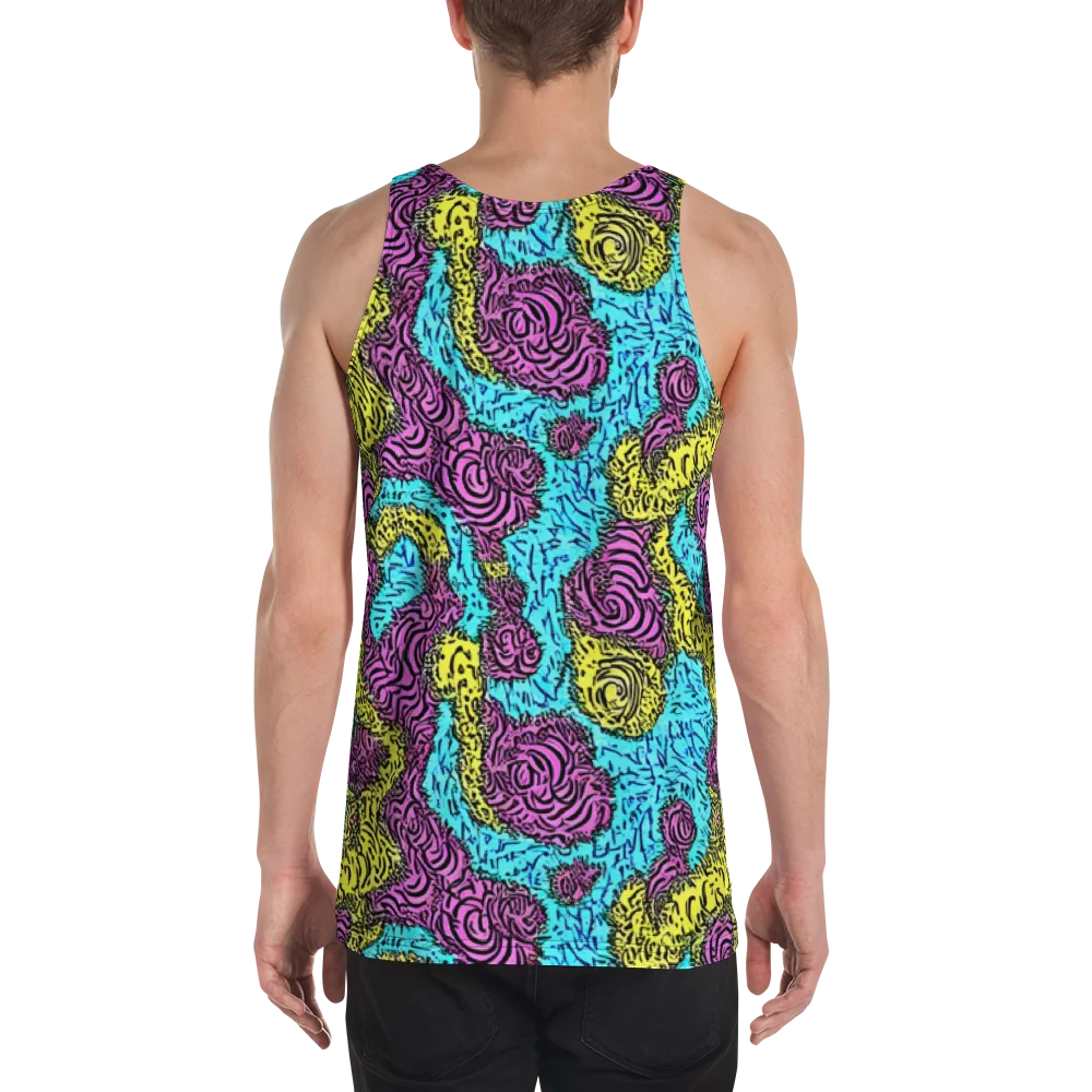 Electric Bloom Maze on Men's Tank Top — Back