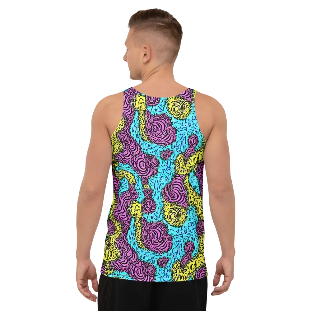 Electric Bloom Maze on Men's Tank Top — Back