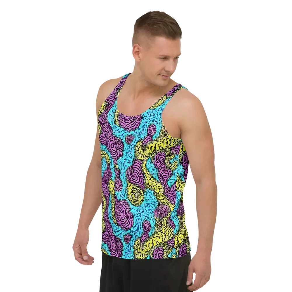 Electric Bloom Maze on Men's Tank Top — Left Front