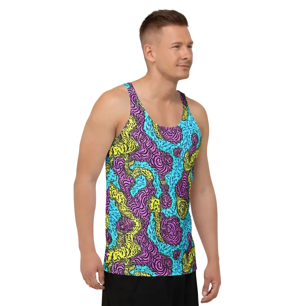 Electric Bloom Maze on Men's Tank Top — Right Front