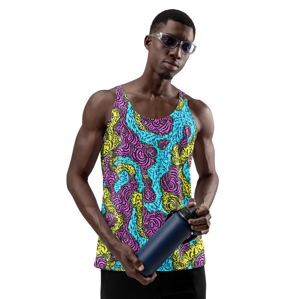 Electric Bloom Maze on Men's Tank Top — Front
