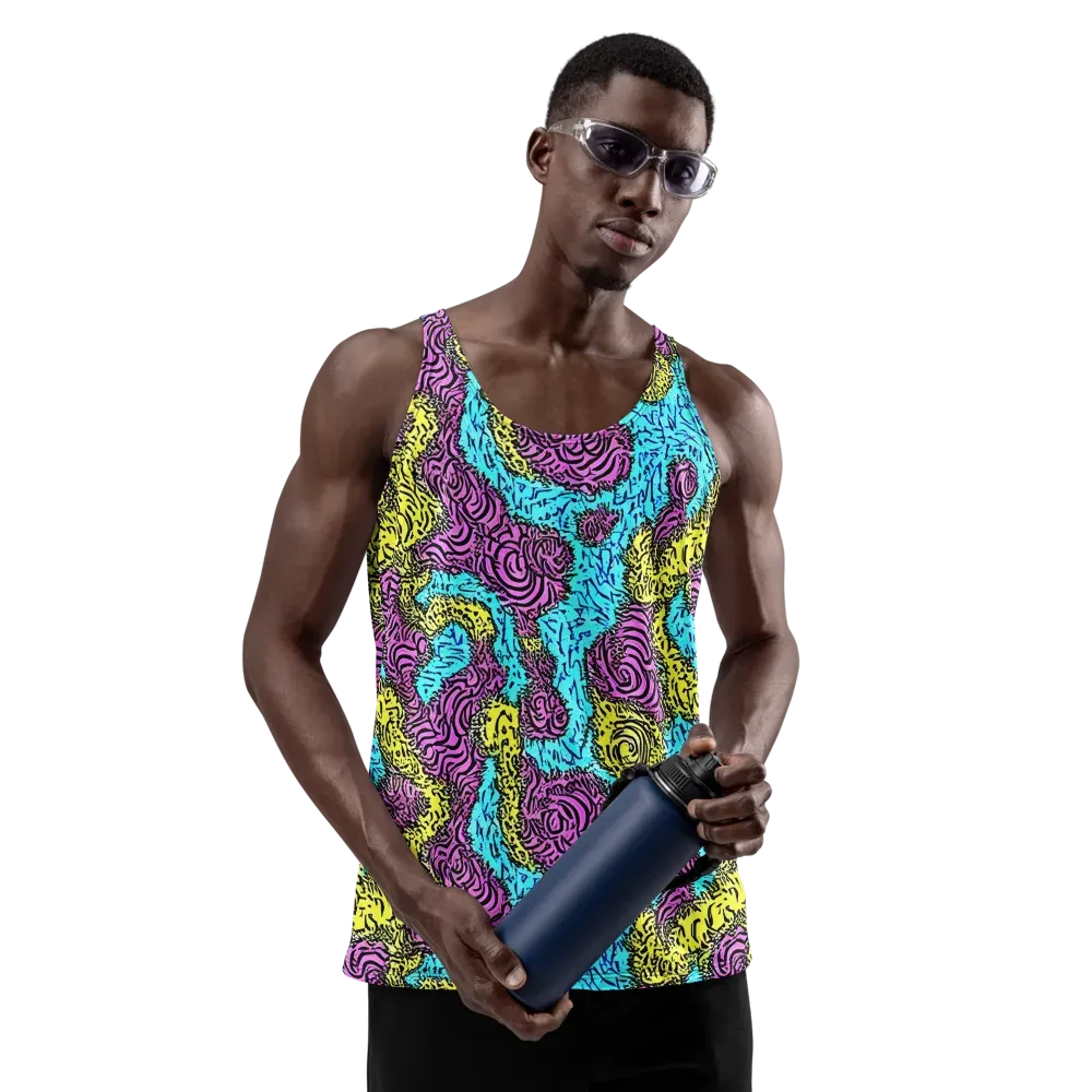 Electric Bloom Maze on Men's Tank Top — Front