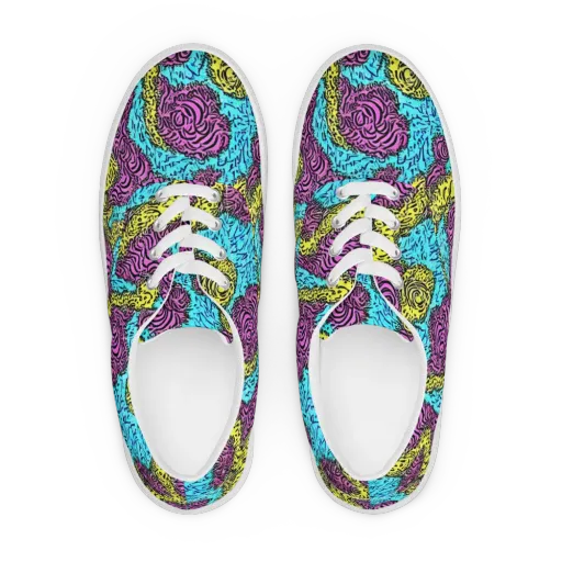 Electric Bloom Maze on a Men's Lace-Up Canvas Shoes
