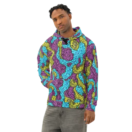 Electric Bloom Maze on a Cotton Hoodie