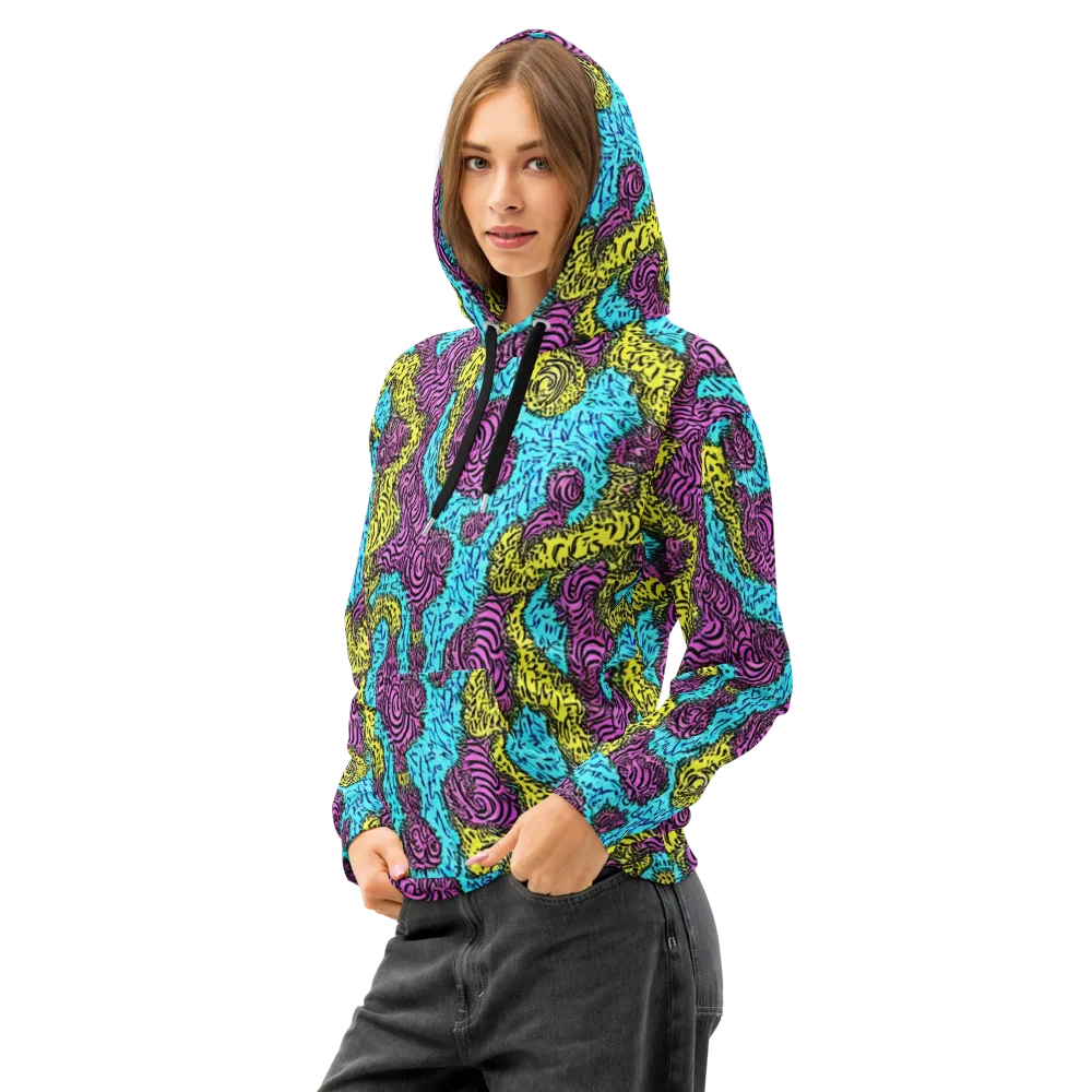 Electric Bloom Maze on Cotton Hoodie — Left Front