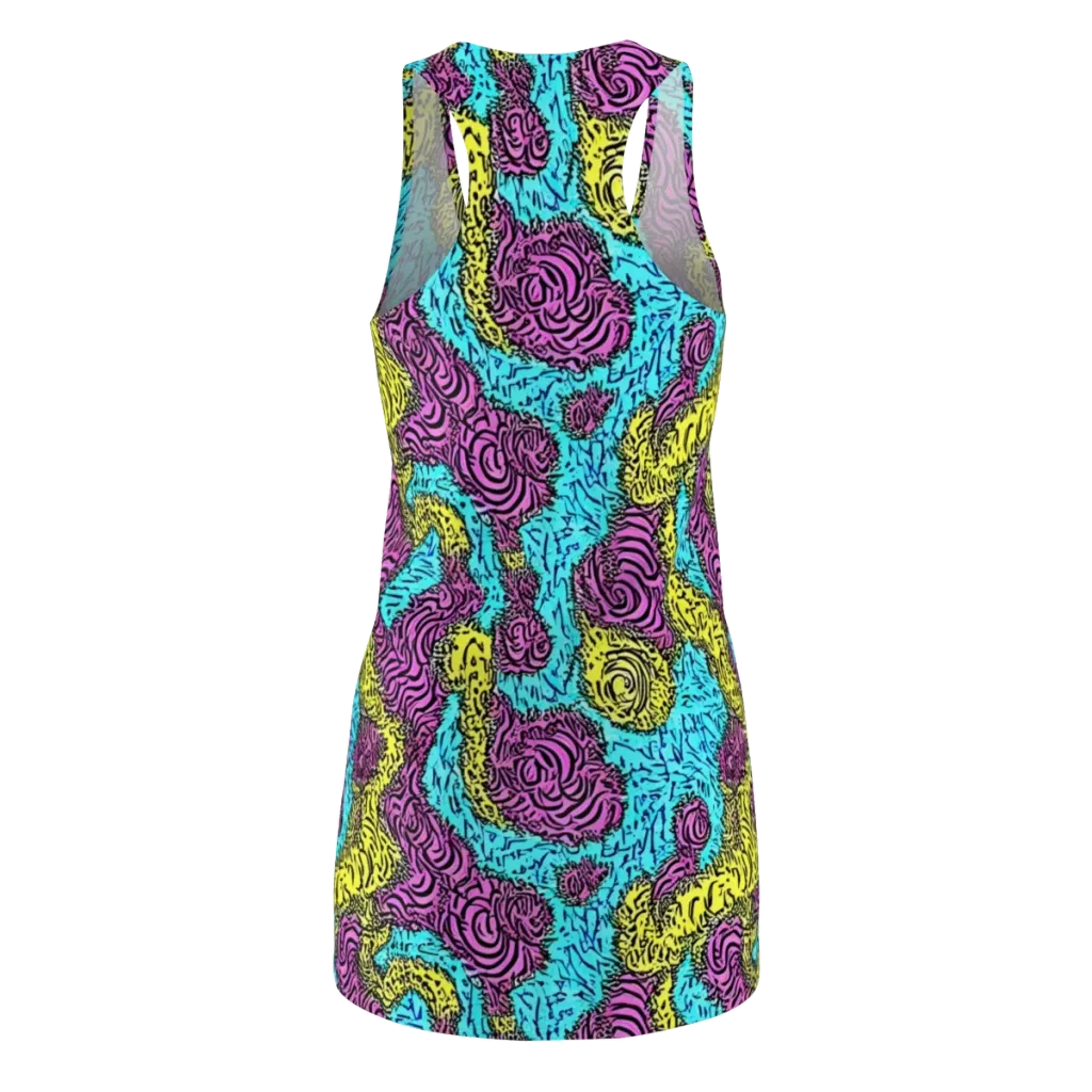 Electric Bloom Maze on Racerback Dress — Back