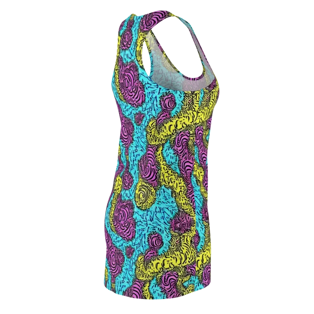Electric Bloom Maze on Racerback Dress — Back Side