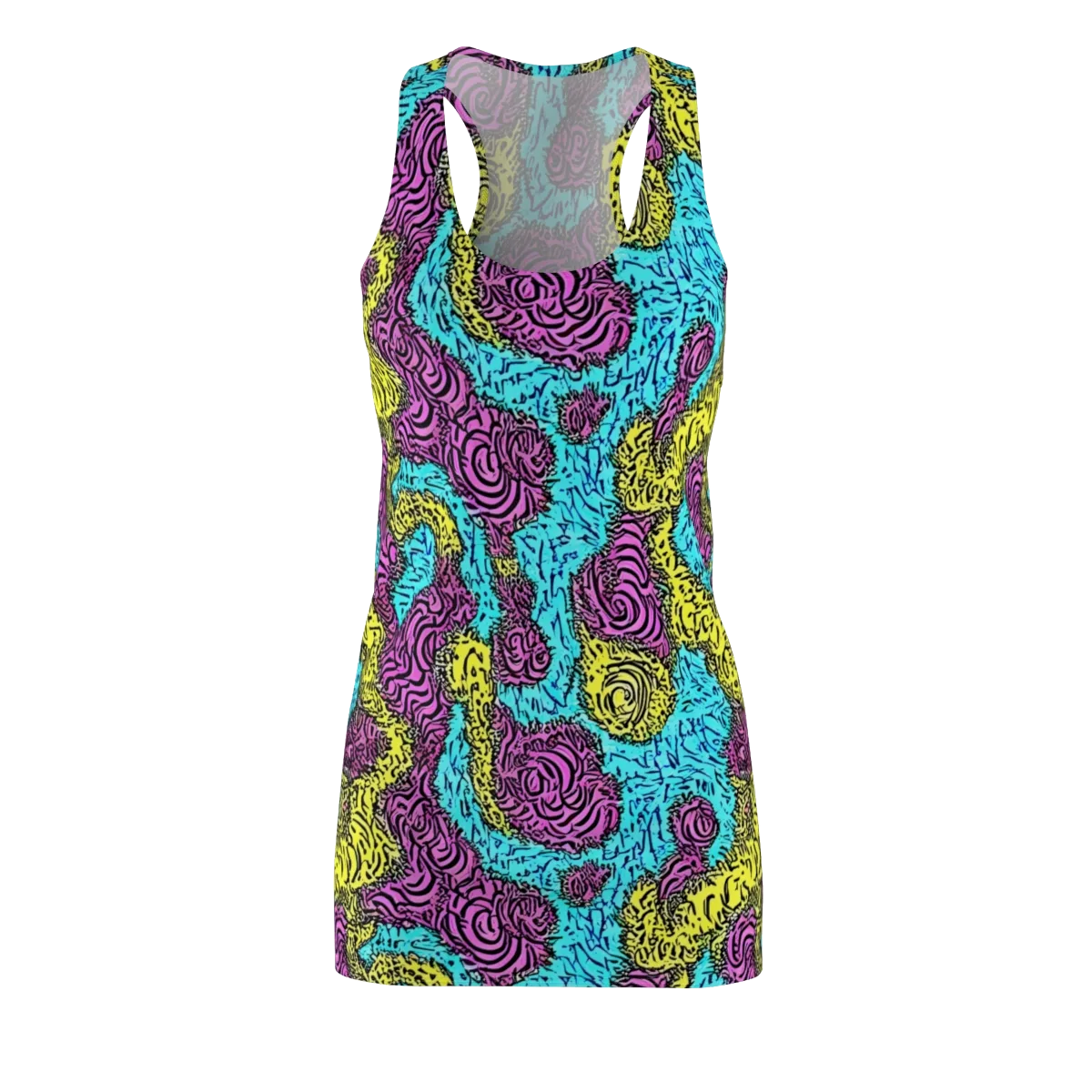Electric Bloom Maze on Racerback Dress — Front