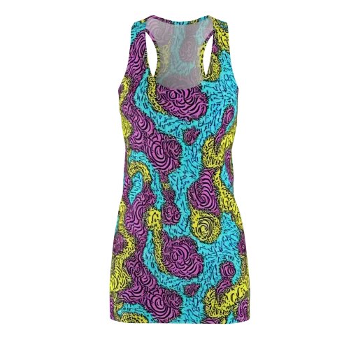 Electric Bloom Maze on a Racerback Dress