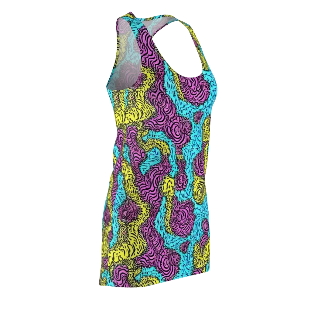 Electric Bloom Maze on Racerback Dress — Front Side