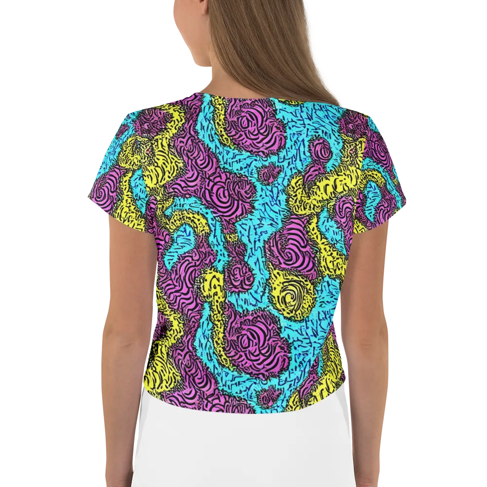 Electric Bloom Maze on Crop Tee — Back
