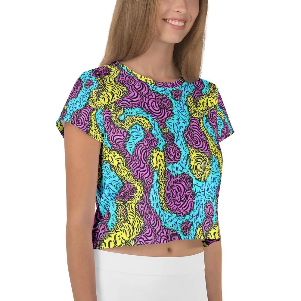 Electric Bloom Maze on Crop Tee — Right