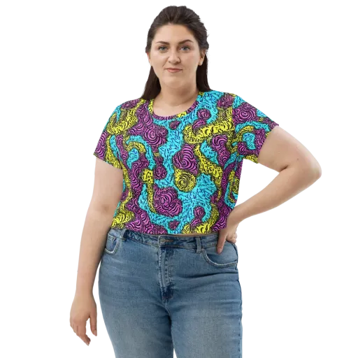 Electric Bloom Maze on a Crop Tee