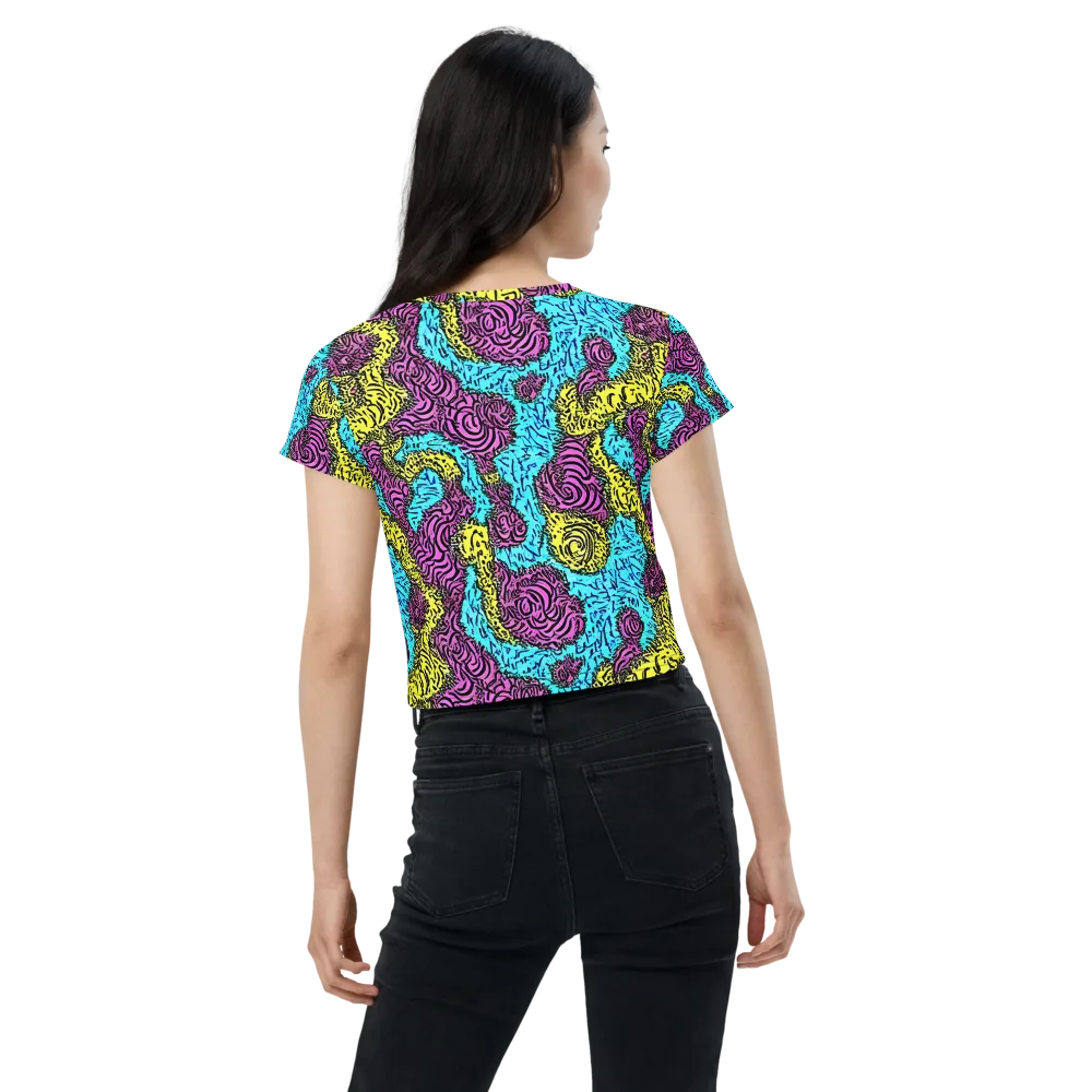 Electric Bloom Maze on Crop Tee — Back