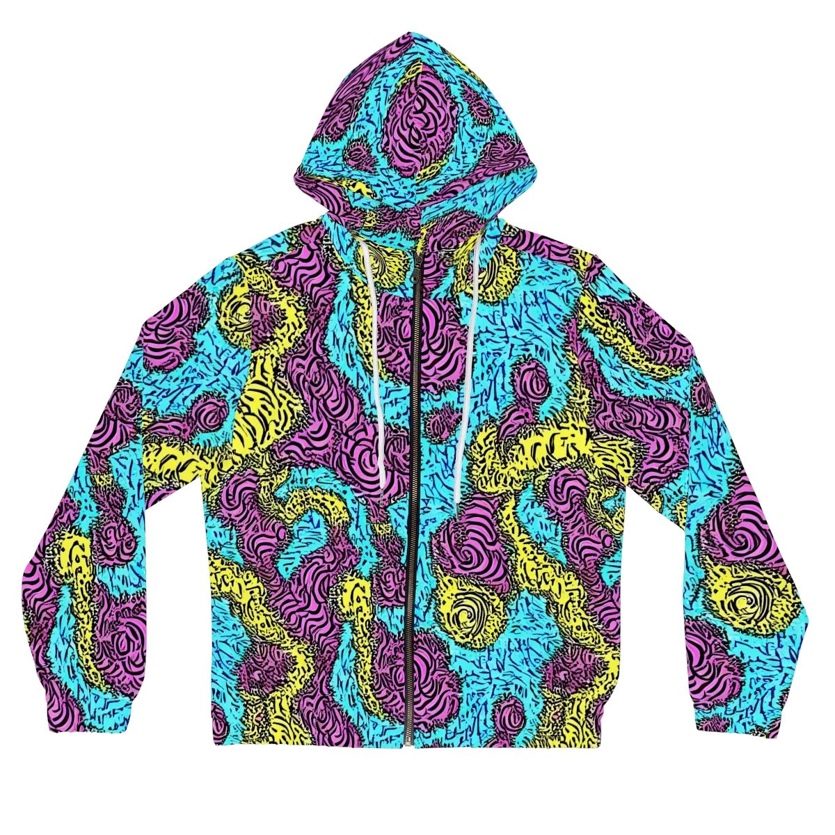 Electric Bloom Maze on Women's Full-Zip Hoodie — Front