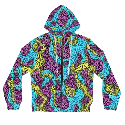 Electric Bloom Maze on a Women's Full-Zip Hoodie