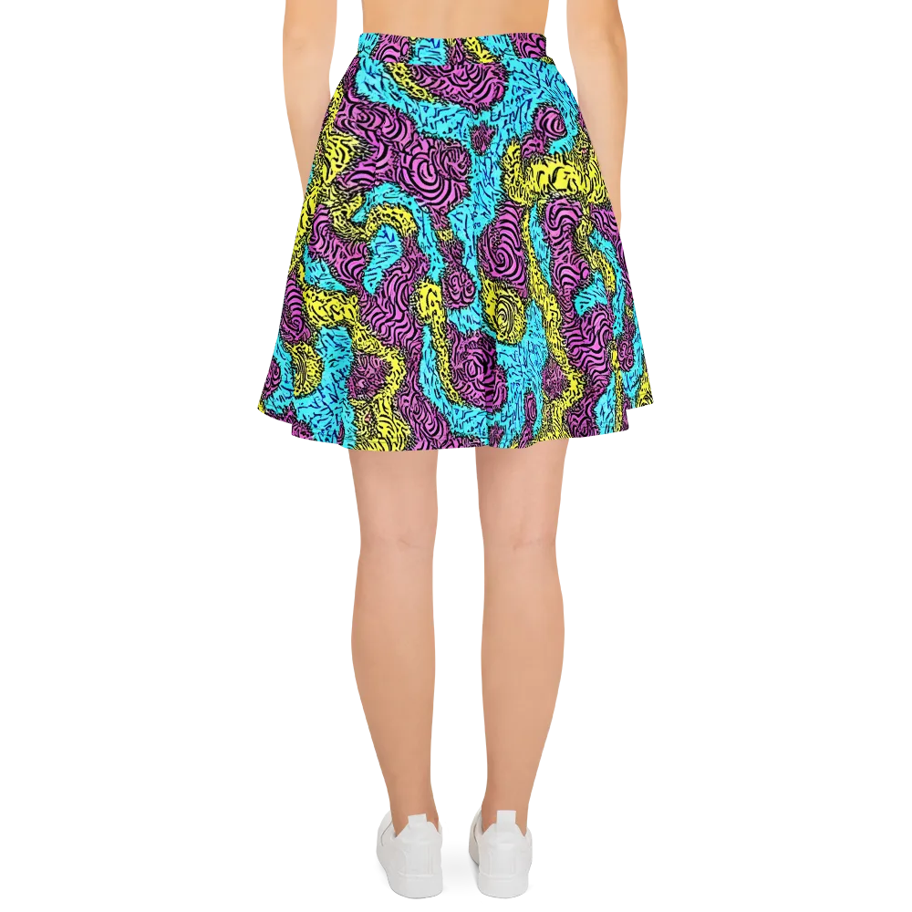 Electric Bloom Maze on Skater Skirt — Back