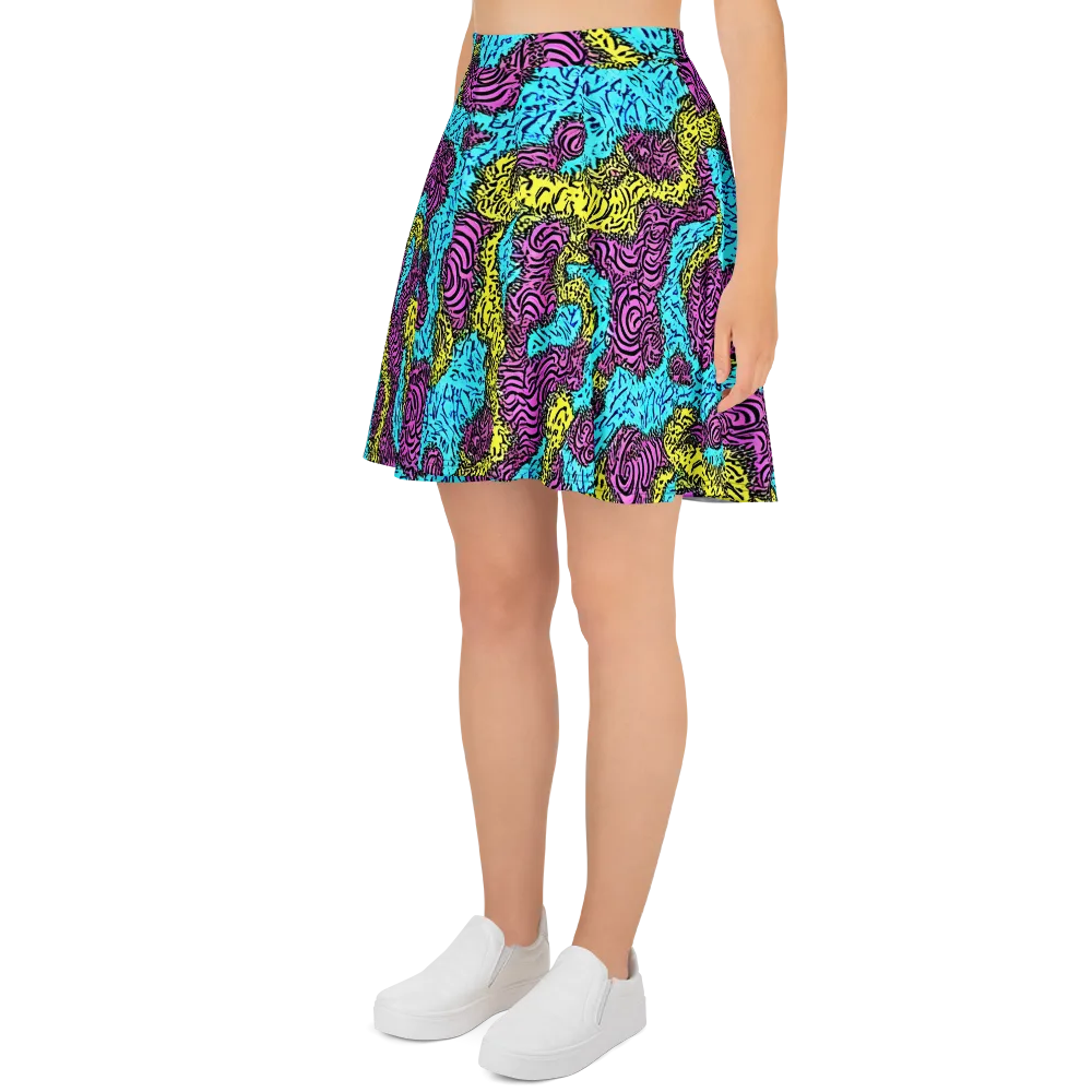 Electric Bloom Maze on Skater Skirt — Left