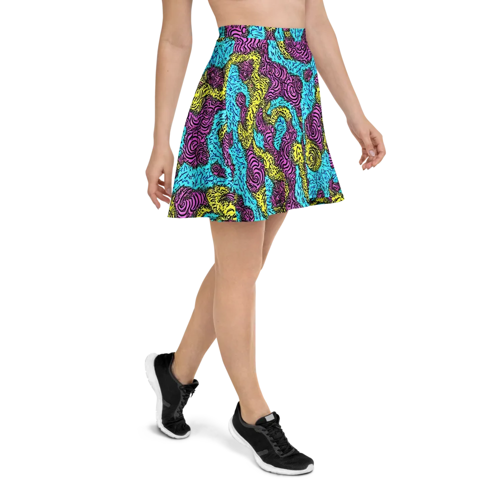 Electric Bloom Maze on Skater Skirt — Right