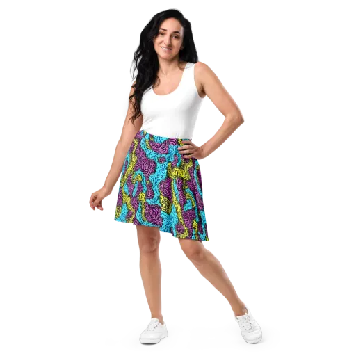 Electric Bloom Maze on a Skater Skirt