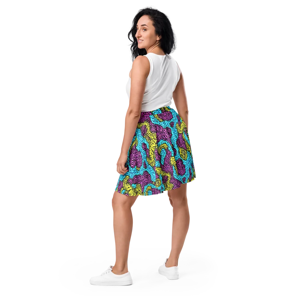 Electric Bloom Maze on Skater Skirt — Back