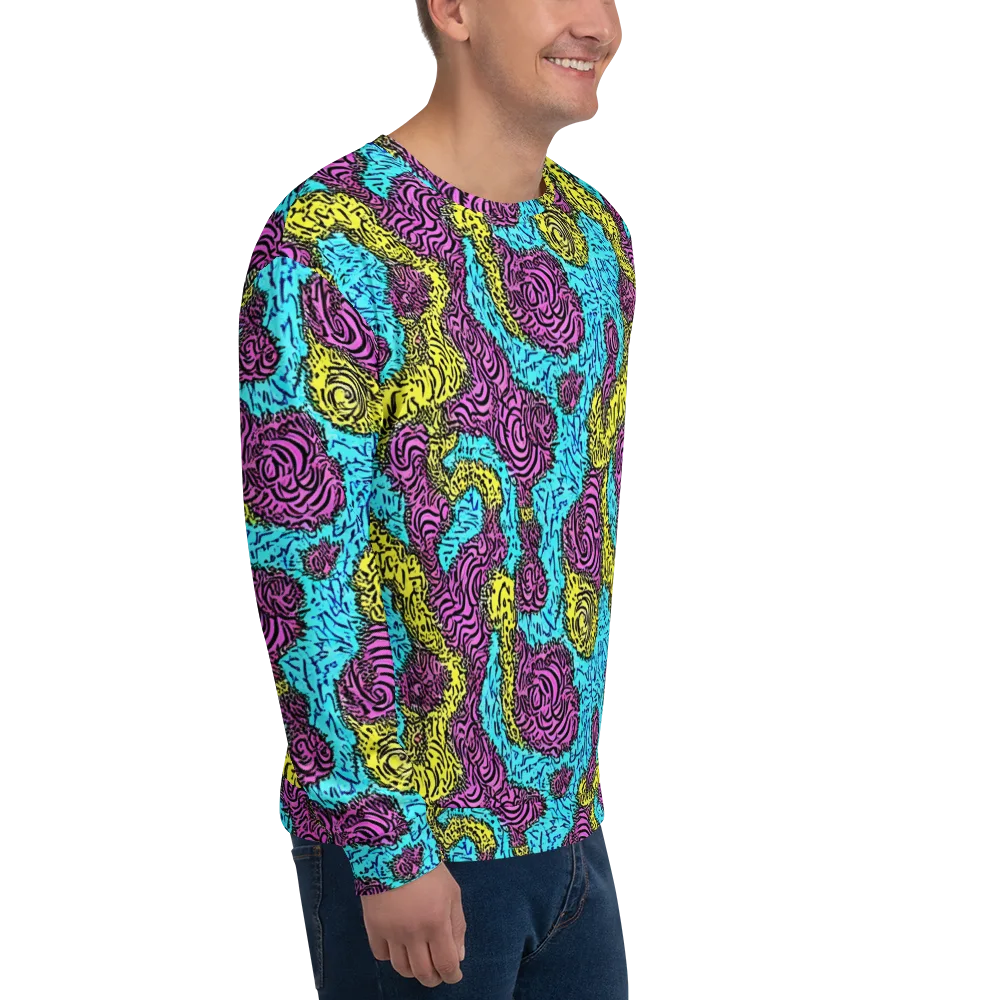 Electric Bloom Maze on Sweatshirt — Right Front