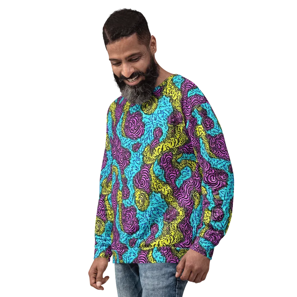 Electric Bloom Maze on Sweatshirt — Left Front