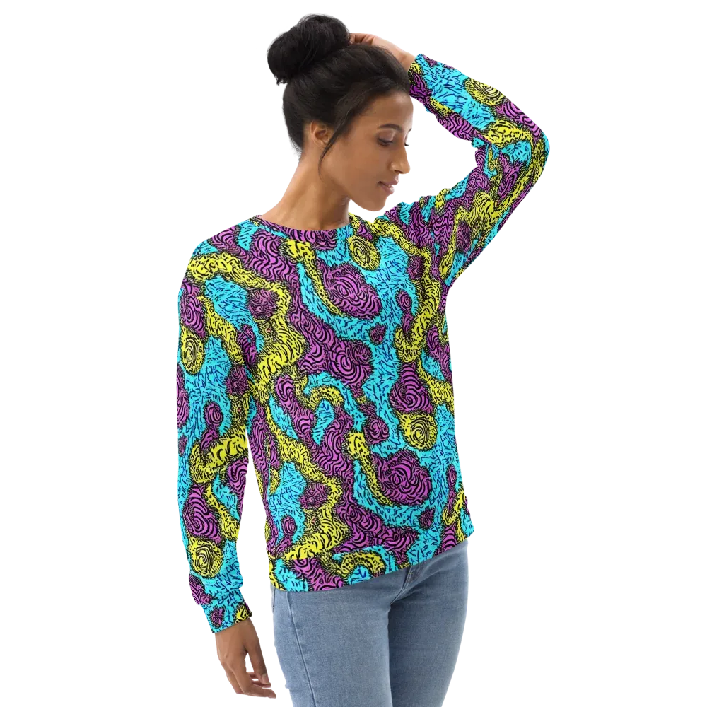 Electric Bloom Maze on Sweatshirt — Right Front