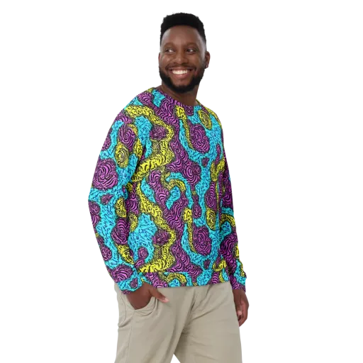Electric Bloom Maze on a Sweatshirt