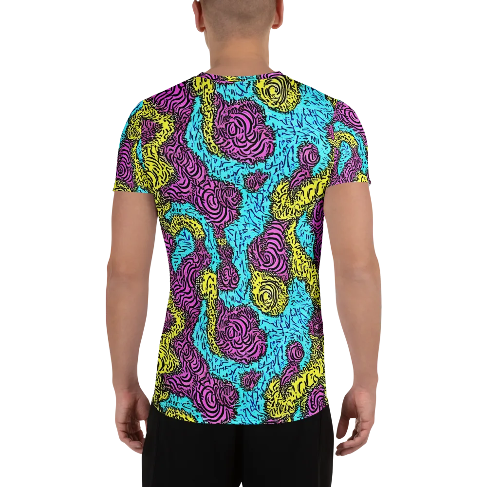 Electric Bloom Maze on Men's Athletic T-Shirt — Back