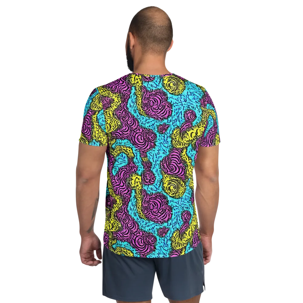 Electric Bloom Maze on Men's Athletic T-Shirt — Back