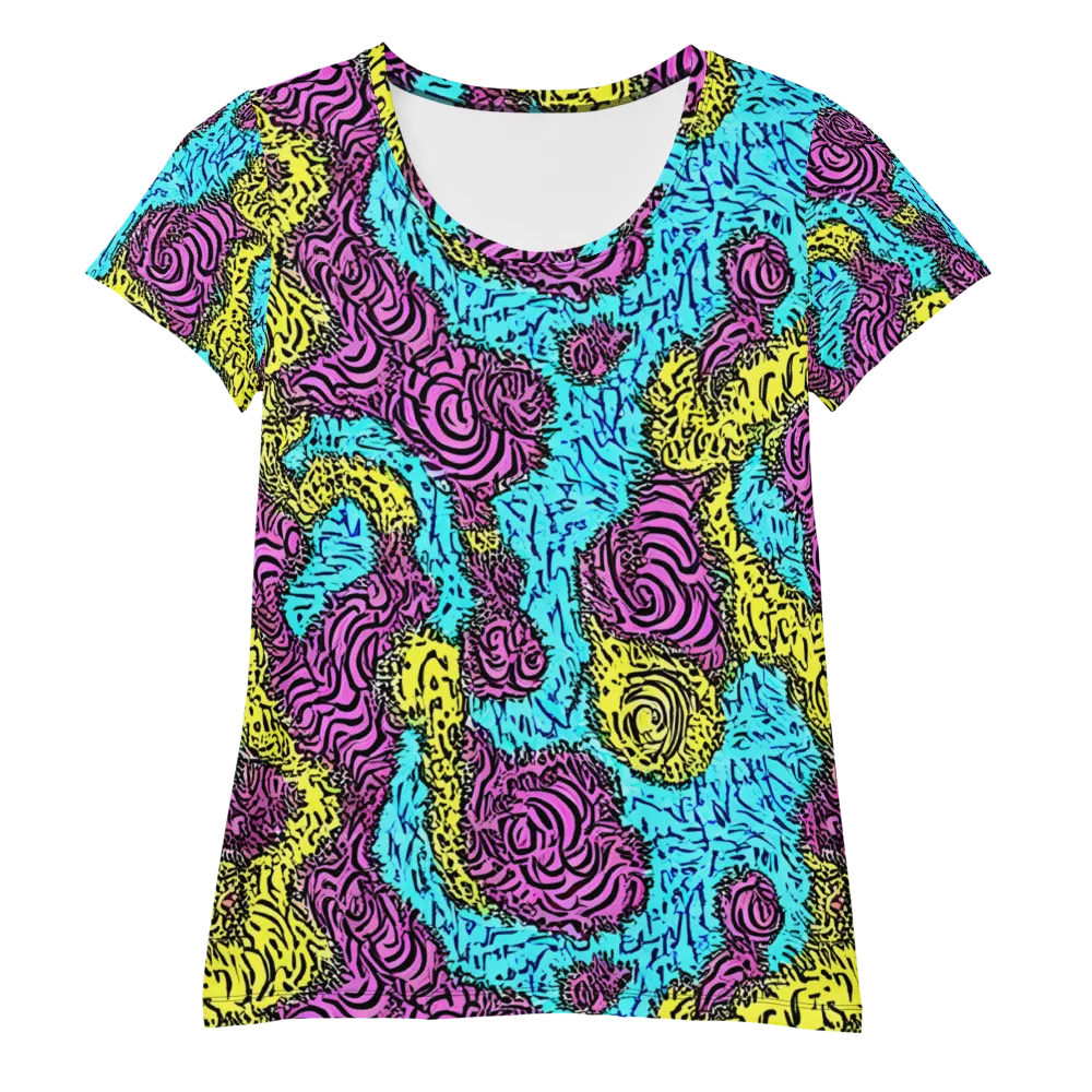 Electric Bloom Maze on Women's Athletic T-Shirt — Front