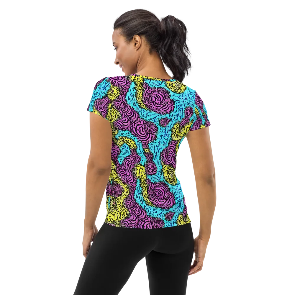 Electric Bloom Maze on Women's Athletic T-Shirt — Back