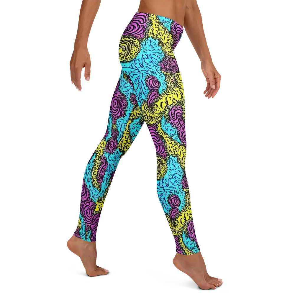 Electric Bloom Maze on Leggings — Right