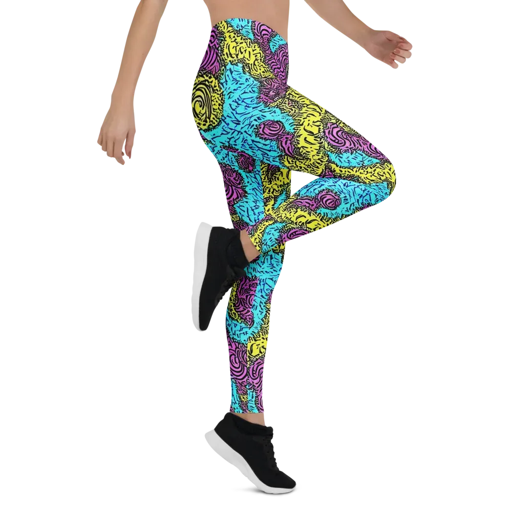 Electric Bloom Maze on Leggings — Right