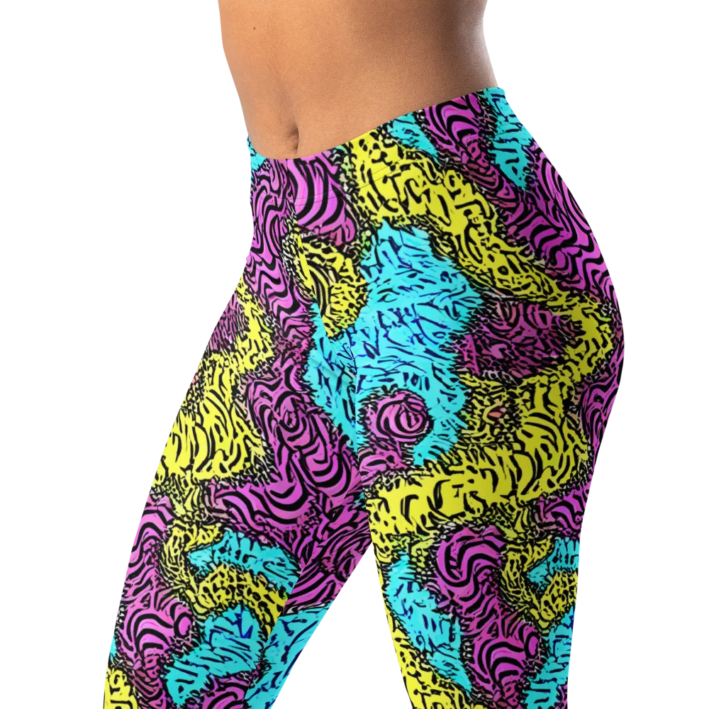 Electric Bloom Maze on Leggings — Left Front