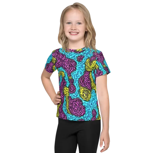 Electric Bloom Maze on a Kids Crew Neck T-Shirt