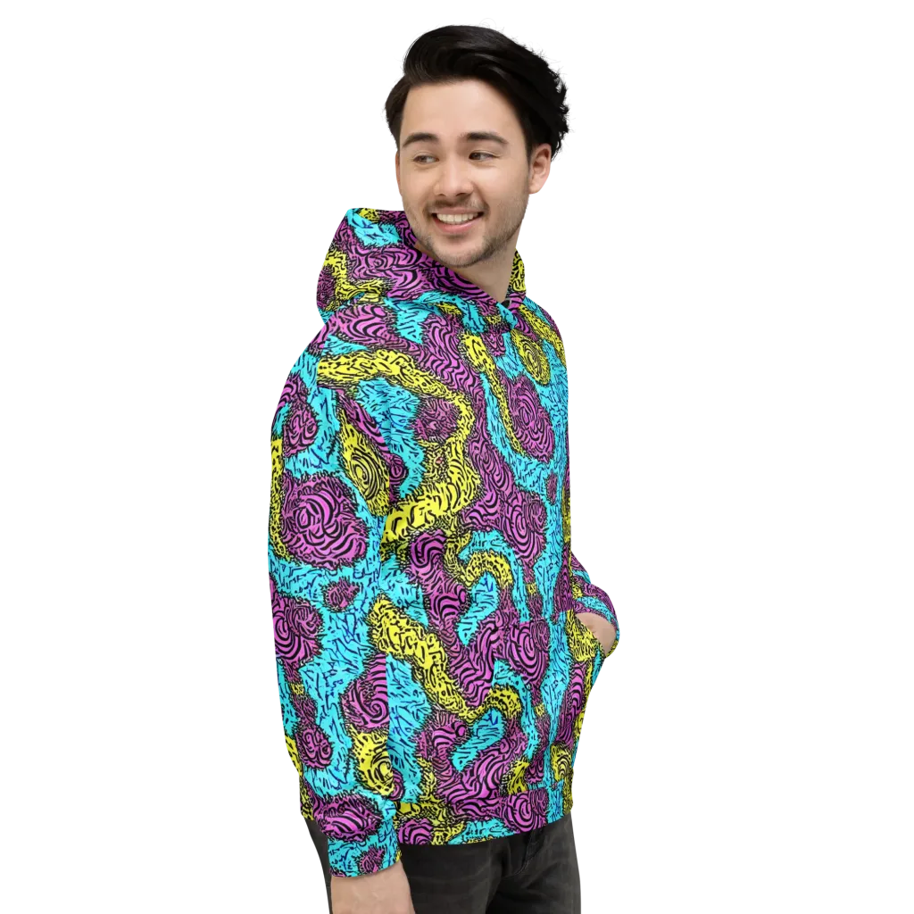 Electric Bloom Maze on Hoodie — Right