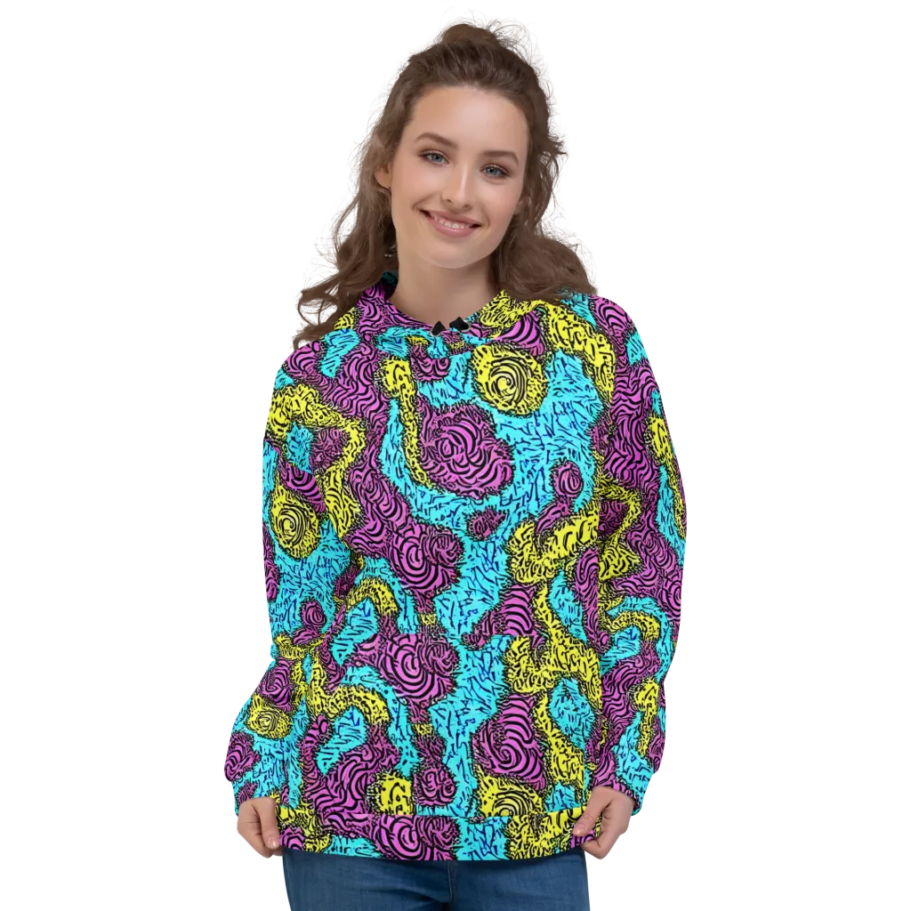 Electric Bloom Maze on Hoodie — Front