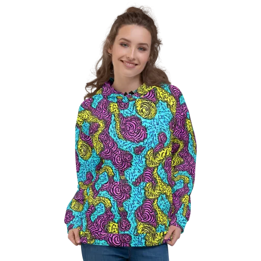 Electric Bloom Maze on a Hoodie