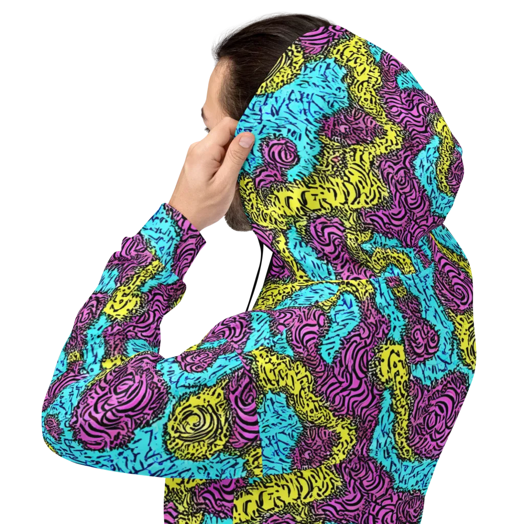 Electric Bloom Maze on Hoodie — Back