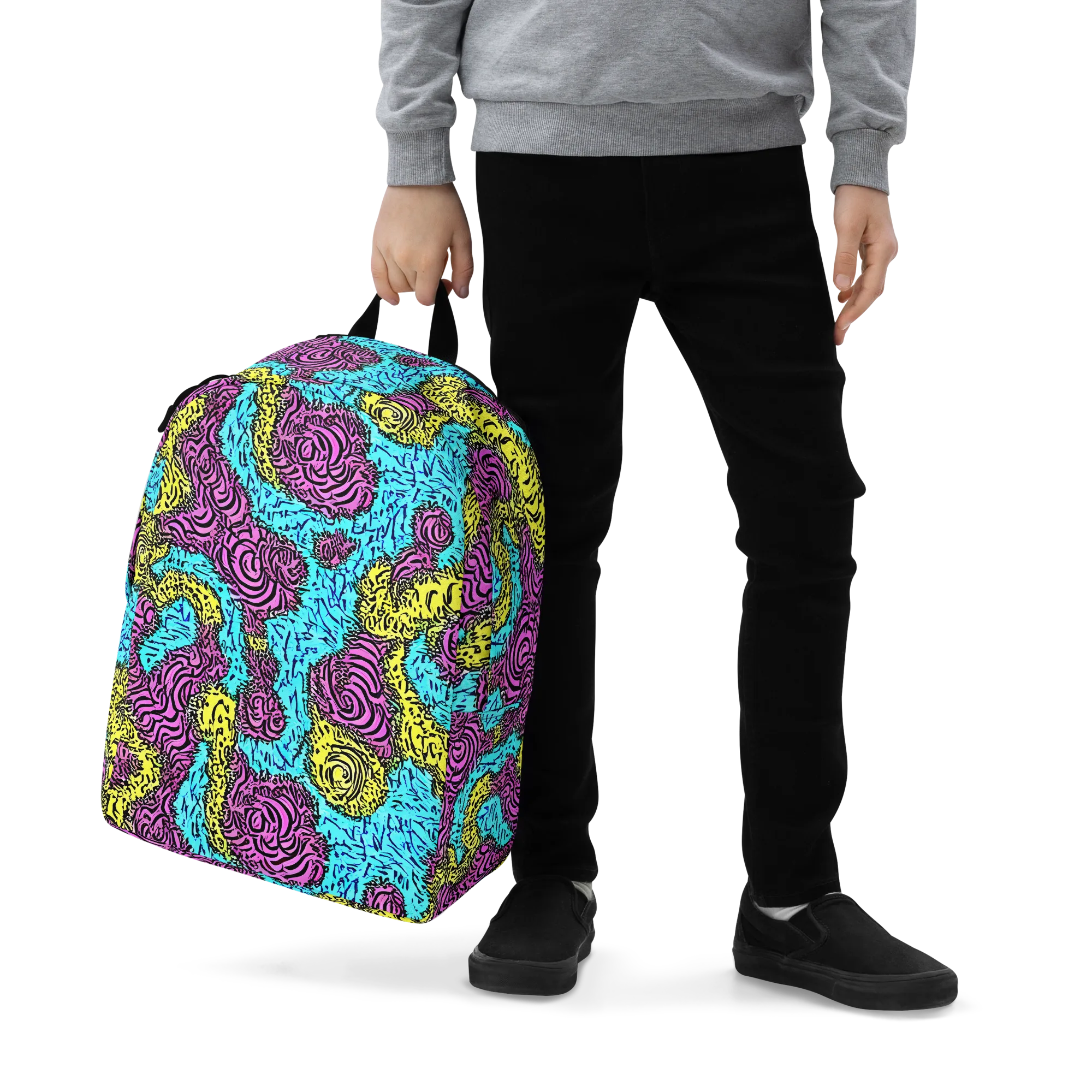 Electric Bloom Maze on Minimalist Backpack — Zoomed-in