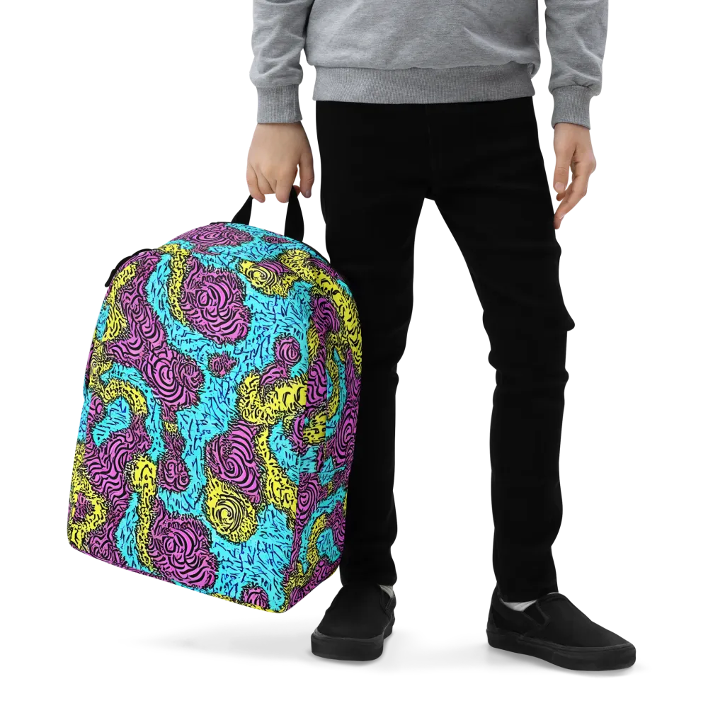 Electric Bloom Maze on Minimalist Backpack — Zoomed-in