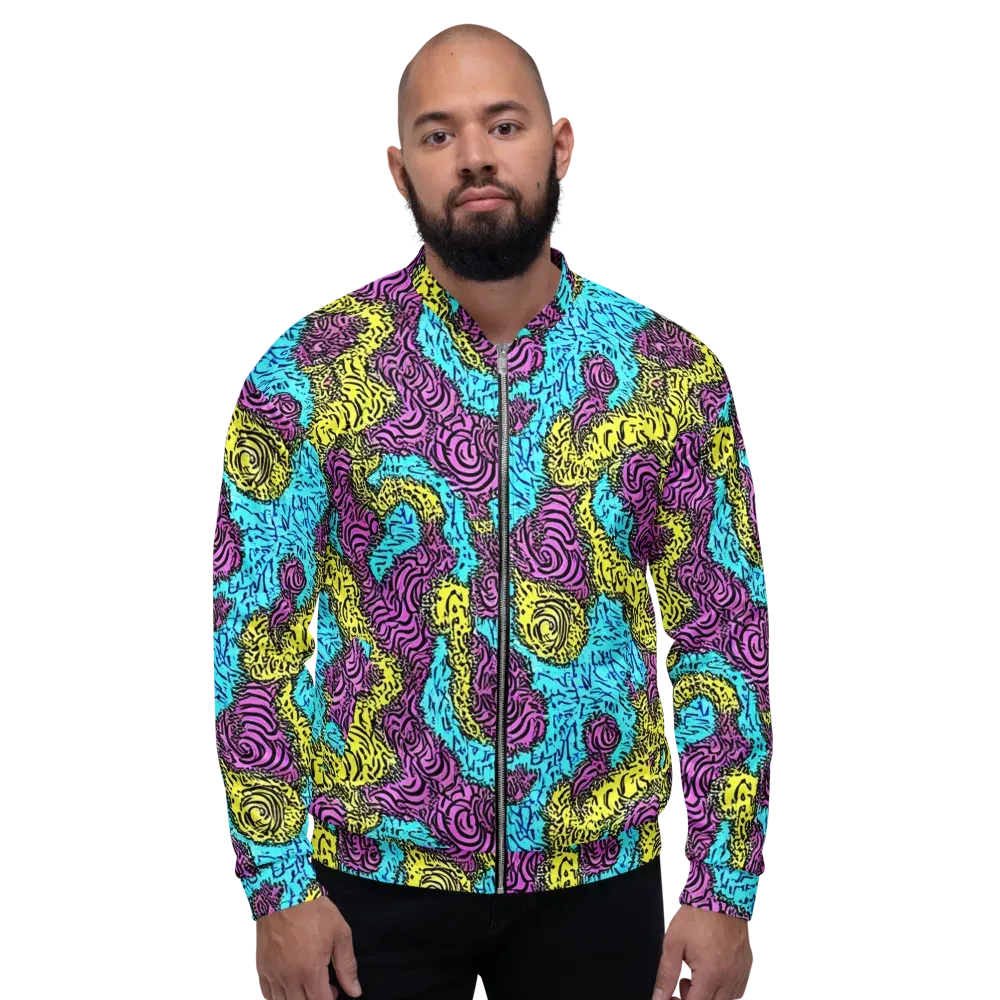 Electric Bloom Maze on Bomber Jacket — Front